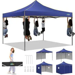 10x10 Pop Up Heavy Duty Canopy Tent with 4 Sidewalls, Easy Setup Outdoor Commercial Instant Tent for Parties Events Canopy with Portable Bag, Waterproof & UPF50+ (Dark Blue) 10x10 Pop Up Heavy Duty Canopy Tent with 4 Sidewalls, Easy Setup Outdoor Commercial Instant Tent for Parties Events Canopy with Portable Bag, Waterproof & UPF50+ (Dark Blue)