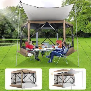 12x12 Pop Up Gazebo on Clearance for Stargazing with Poles, Khaki 12x12 Pop Up Gazebo on Clearance for Stargazing with Poles, Khaki