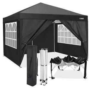 10x10 Pop-up Canopy Tent with Sidewalls Outdoor Canopy Garden Gazebo, Water-Resistant Anti-UV Cover (Black, 10x10 with 4 Sides) 10x10 Pop-up Canopy Tent with Sidewalls Outdoor Canopy Garden Gazebo, Water-Resistant Anti-UV Cover (Black, 10x10 with 4 Sides)