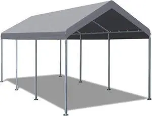 10x20ft Carport Heavy Duty, Portable Garage with Built-in Sandbags, Waterproof Car Canopy for Truck, Boat, SUV with All-Season Tarp, Gray 10x20ft Carport Heavy Duty, Portable Garage with Built-in Sandbags, Waterproof Car Canopy for Truck, Boat, SUV with All-Season Tarp, Gray