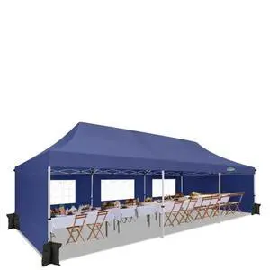 10x30 Pop Up Canopy Tent with 5 Removable Sidewalls, Easy Setup Canopy with Roller Bag & SandbagsWaterproof and UPF50+ Gazebo Tent, Outdoor Gazebo for Party Wedding Events Tent, Blue. 10x30 Pop Up Canopy Tent with 5 Removable Sidewalls, Easy Setup Canopy with Roller Bag & SandbagsWaterproof and UPF50+ Gazebo Tent, Outdoor Gazebo for Party Wedding Events Tent, Blue.