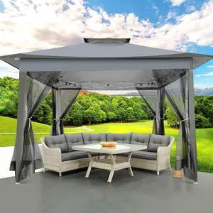 12x12 Pop up Gazebo On Clearance with Mosquito Netting,Waterproof Roof & Sandbags,Outdoor Canopy Tent with 4 Ropes,8 Stakes,Carrying Bag,Patio Portable Gazebo for Garden,Backyard,Lawn,Darkgrey 12x12 Pop up Gazebo On Clearance with Mosquito Netting,Waterproof Roof & Sandbags,Outdoor Canopy Tent with 4 Ropes,8 Stakes,Carrying Bag,Patio Portable Gazebo for Garden,Backyard,Lawn,Darkgrey
