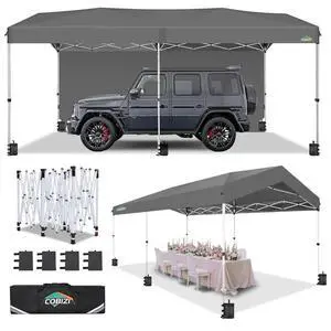 Carport Canopy 10x20 Pop up Canopy Portable Garage with 1-Button Push Center Lock,Car Port Garage with 2 Sidewalls UV Resistant Waterproof All-Season Car Canopy Tents Shelter for Car,Truck,Boat Carport Canopy 10x20 Pop up Canopy Portable Garage with 1-Button Push Center Lock,Car Port Garage with 2 Sidewalls UV Resistant Waterproof All-Season Car Canopy Tents Shelter for Car,Truck,Boat