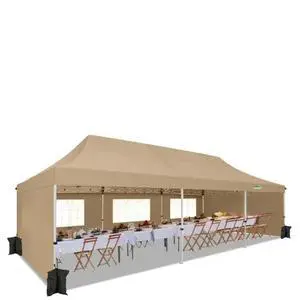 10x30 Pop Up Canopy Tent with 5 Removable Sidewalls, Easy Setup Canopy with Roller Bag & SandbagsWaterproof and UPF50+ Gazebo Tent, Outdoor Gazebo for Party Wedding Events Tent, Khaki. 10x30 Pop Up Canopy Tent with 5 Removable Sidewalls, Easy Setup Canopy with Roller Bag & SandbagsWaterproof and UPF50+ Gazebo Tent, Outdoor Gazebo for Party Wedding Events Tent, Khaki.