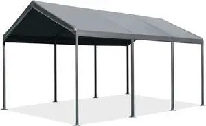 12x20ft Carport Heavy Duty, Portable Garage, Ventilated Windows & Built-in Sandbags, Waterproof Car Canopy for Truck, Boat, SUV with All-Season Tarp, Gray 12x20ft Carport Heavy Duty, Portable Garage, Ventilated Windows & Built-in Sandbags, Waterproof Car Canopy for Truck, Boat, SUV with All-Season Tarp, Gray