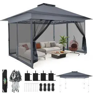 Gazebo 10x15 Pop up Canopy,Gazebos on Clearance-Canopy Tent with Mosquito Netting for Lawn,Garden,Backyard & Patio-Outdoor Tent-Water Resistant and UPF50+ (Gray) Gazebo 10x15 Pop up Canopy,Gazebos on Clearance-Canopy Tent with Mosquito Netting for Lawn,Garden,Backyard & Patio-Outdoor Tent-Water Resistant and UPF50+ (Gray)