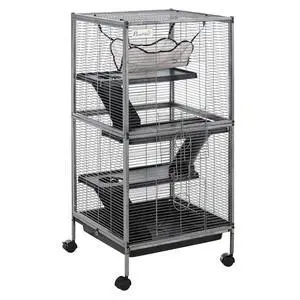 PawHut Metal Small Animal Cage, 4-Tiers Rolling Big Ferret Cage, Gray | with Hammock, Removable Tray, for Chinchilla, Sugar Glider PawHut Metal Small Animal Cage, 4-Tiers Rolling Big Ferret Cage, Gray | with Hammock, Removable Tray, for Chinchilla, Sugar Glider