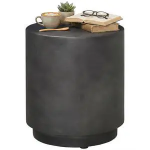 Outdoor Side Table Round Small End Table Concrete Finish Dark Gray | Indoor, Patio, Backyard, Pool, Porch, Garden, Lawn Outdoor Side Table Round Small End Table Concrete Finish Dark Gray | Indoor, Patio, Backyard, Pool, Porch, Garden, Lawn