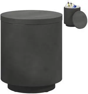 2.6 Gal Outdoor Cooler Side Table 3-in-1 with Storage Charcoal Gray | Cool Coffee Table, Removable Ice Bucket and Lid, Concrete Small Patio Table, Party, Poolside, Deck 2.6 Gal Outdoor Cooler Side Table 3-in-1 with Storage Charcoal Gray | Cool Coffee Table, Removable Ice Bucket and Lid, Concrete Small Patio Table, Party, Poolside, Deck