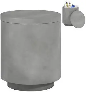 2.6 Gal Outdoor Cooler Side Table 3-in-1 with Storage Gray | Cool Coffee Table, Removable Ice Bucket and Lid, Concrete, for Patio, Party, Poolside, Deck 2.6 Gal Outdoor Cooler Side Table 3-in-1 with Storage Gray | Cool Coffee Table, Removable Ice Bucket and Lid, Concrete, for Patio, Party, Poolside, Deck