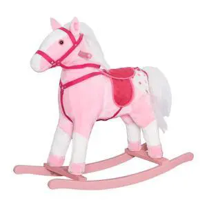 Qaba Kids Rocking Horse Plush Ride On Toy with Realistic Sounds, Pink | Toddler Rocker, for Boys Girls, Gifts Qaba Kids Rocking Horse Plush Ride On Toy with Realistic Sounds, Pink | Toddler Rocker, for Boys Girls, Gifts