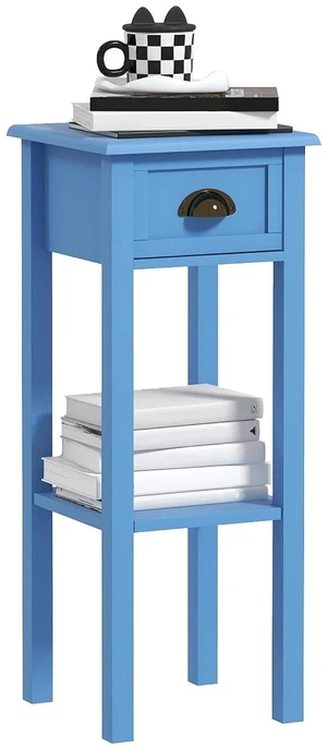 Narrow End Table with Drawer and Bottom Shelf Set of 1 Light Blue | Tall Telephone Table, Skinny Modern Design, for Small Spaces, Living Room Narrow End Table with Drawer and Bottom Shelf Set of 1 Light Blue | Tall Telephone Table, Skinny Modern Design, for Small Spaces, Living Room