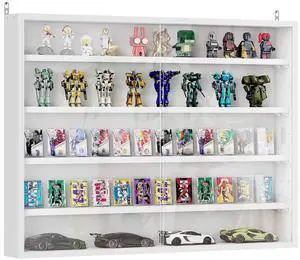 5-Tier Wall Mounted Display Cabinet Glass Doors 60x80cm, White | Display Case, 4 Adjustable Shelves, for Home Office Ornaments 5-Tier Wall Mounted Display Cabinet Glass Doors 60x80cm, White | Display Case, 4 Adjustable Shelves, for Home Office Ornaments