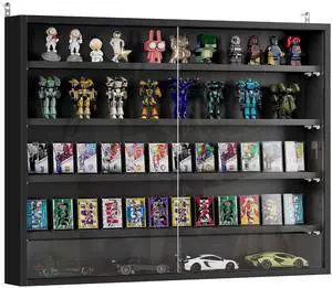 5-Tier Wall Mounted Display Cabinet Glass Doors 60x80cm Jet Black | Display Case, 4 Adjustable Shelves, for Home Office Ornaments 5-Tier Wall Mounted Display Cabinet Glass Doors 60x80cm Jet Black | Display Case, 4 Adjustable Shelves, for Home Office Ornaments