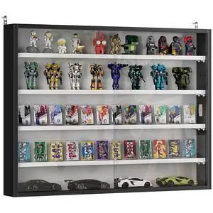 5-Tier Wall Mounted Display Cabinet Glass Doors 60x80cm Black/White | Display Case, 4 Adjustable Shelves, for Home Office Ornaments 5-Tier Wall Mounted Display Cabinet Glass Doors 60x80cm Black/White | Display Case, 4 Adjustable Shelves, for Home Office Ornaments