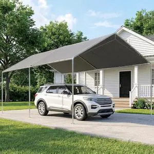 10'x20' Carport Outdoor Heavy Duty Galvanized Car Canopy Gray | Party Tent, Anchor Kit, 3 Reinforced Steel Cables 10'x20' Carport Outdoor Heavy Duty Galvanized Car Canopy Gray | Party Tent, Anchor Kit, 3 Reinforced Steel Cables