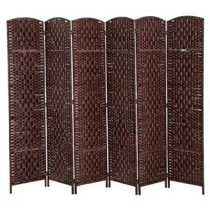 Room Divider 6-Panel, 6FT-Tall Folding Privacy Screen, Brown | Freestanding Partition, Hand-Woven Design, for Room Separation, 360° Hinges, Paper Rope Diamond Weave Room Divider 6-Panel, 6FT-Tall Folding Privacy Screen, Brown | Freestanding Partition, Hand-Woven Design, for Room Separation, 360° Hinges, Paper Rope Diamond Weave