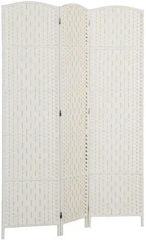 Room Divider 3-Panel, 6FT-Tall Folding Privacy Screen, White | Freestanding Partition, Hand-Woven Design, for Room Separation, 360° Hinges, Paper Rope Diamond Weave Room Divider 3-Panel, 6FT-Tall Folding Privacy Screen, White | Freestanding Partition, Hand-Woven Design, for Room Separation, 360° Hinges, Paper Rope Diamond Weave