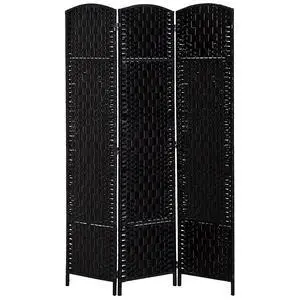 Room Divider 3-Panel, 6FT-Tall Folding Privacy Screen, Black | Freestanding Partition, Hand-Woven Design, for Room Separation, 360° Hinges, Paper Rope Diamond Weave Room Divider 3-Panel, 6FT-Tall Folding Privacy Screen, Black | Freestanding Partition, Hand-Woven Design, for Room Separation, 360° Hinges, Paper Rope Diamond Weave