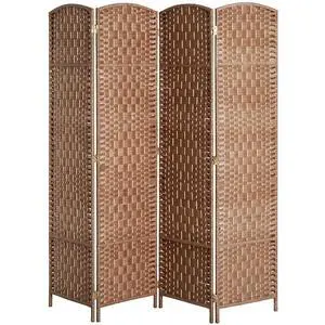 Room Divider 4-Panel, 6FT-Tall Folding Privacy Screen, Natural | Freestanding Partition, Hand-Woven Design, for Room Separation, 360° Hinges, Paper Rope Diamond Weave Room Divider 4-Panel, 6FT-Tall Folding Privacy Screen, Natural | Freestanding Partition, Hand-Woven Design, for Room Separation, 360° Hinges, Paper Rope Diamond Weave
