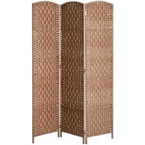 Room Divider 3-Panel, 6FT-Tall Folding Privacy Screen, Natural | Freestanding Partition, Hand-Woven Design, for Room Separation, 360° Hinges, Paper Rope Diamond Weave Room Divider 3-Panel, 6FT-Tall Folding Privacy Screen, Natural | Freestanding Partition, Hand-Woven Design, for Room Separation, 360° Hinges, Paper Rope Diamond Weave