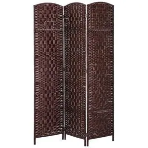 Room Divider 3-Panel, 6FT-Tall Folding Privacy Screen, Brown | Freestanding Partition, Hand-Woven Design, for Room Separation, 360° Hinges, Paper Rope Diamond Weave Room Divider 3-Panel, 6FT-Tall Folding Privacy Screen, Brown | Freestanding Partition, Hand-Woven Design, for Room Separation, 360° Hinges, Paper Rope Diamond Weave