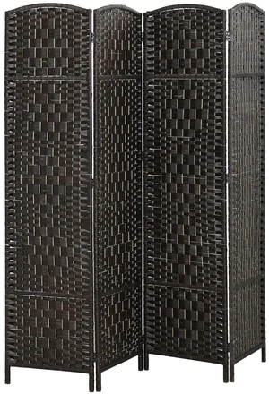 Room Divider 4-Panel, 6FT-Tall Folding Privacy Screen, Coffee | Freestanding Partition, Hand-Woven Design, for Room Separation, 360° Hinges, Paper Rope Diamond Weave Room Divider 4-Panel, 6FT-Tall Folding Privacy Screen, Coffee | Freestanding Partition, Hand-Woven Design, for Room Separation, 360° Hinges, Paper Rope Diamond Weave