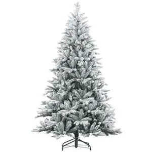 7ft Snow Flocked Artificial Christmas Tree Hinged Xmas Tree Green | 1401 Tips, Foldable Metal Stand, Easy Assembly, for Home Office Holiday 7ft Snow Flocked Artificial Christmas Tree Hinged Xmas Tree Green | 1401 Tips, Foldable Metal Stand, Easy Assembly, for Home Office Holiday
