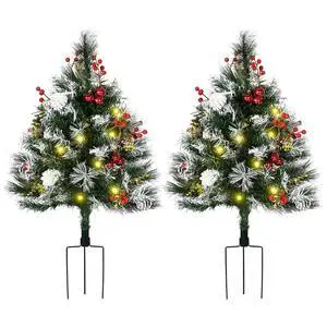 Artificial Christmas Tree Prelit Cordless 2 Pieces 2.5 ft Green | Outdoor Entryway, LED Lights, 70 Branches, Pine Cones, Balls, Red Berries Artificial Christmas Tree Prelit Cordless 2 Pieces 2.5 ft Green | Outdoor Entryway, LED Lights, 70 Branches, Pine Cones, Balls, Red Berries