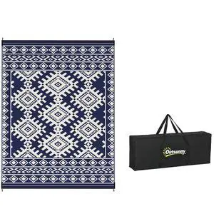 Outdoor Rug for Patio Waterproof 9' x 12' Blue & White Rhombus | Large Mat, Reversible Plastic Straw Rug, Decor, Portable Outside RV Camping Area Carpet Mat, Backyard Porch Deck Picnic Outdoor Rug for Patio Waterproof 9' x 12' Blue & White Rhombus | Large Mat, Reversible Plastic Straw Rug, Decor, Portable Outside RV Camping Area Carpet Mat, Backyard Porch Deck Picnic