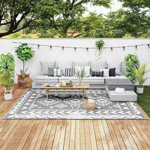 Outdoor Rug for Patio Waterproof 9' x 12' Black & White Rhombus | Large Mat, Reversible Plastic Straw Rug, Decor, Portable Outside RV Camping Area Carpet Mat, Backyard Porch Deck Picnic Outdoor Rug for Patio Waterproof 9' x 12' Black & White Rhombus | Large Mat, Reversible Plastic Straw Rug, Decor, Portable Outside RV Camping Area Carpet Mat, Backyard Porch Deck Picnic