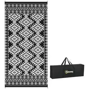 Outdoor Rug for Patio Waterproof 9' x 18' Black & White Rhombus | Large Mat, Reversible Plastic Straw Rug, Decor, Portable Outside RV Camping Area Carpet Mat, Backyard Porch Deck Picnic Outdoor Rug for Patio Waterproof 9' x 18' Black & White Rhombus | Large Mat, Reversible Plastic Straw Rug, Decor, Portable Outside RV Camping Area Carpet Mat, Backyard Porch Deck Picnic