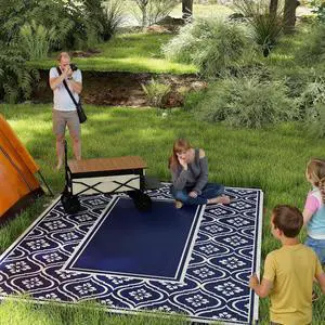 Outdoor Rug for Patio Waterproof 9' x 12' Blue & White Gourd | Large Mat, Reversible Plastic Straw Rug, Decor, Portable Outside RV Camping Area Carpet Mat, Backyard Porch Deck Picnic Outdoor Rug for Patio Waterproof 9' x 12' Blue & White Gourd | Large Mat, Reversible Plastic Straw Rug, Decor, Portable Outside RV Camping Area Carpet Mat, Backyard Porch Deck Picnic