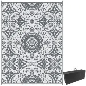 Outdoor Rug for Patio Waterproof 9' x 12' Gray & White Floral | Large Mat, Reversible Plastic Straw Rug, Decor, Portable Outside RV Camping Area Carpet Mat, Backyard Porch Deck Picnic Outdoor Rug for Patio Waterproof 9' x 12' Gray & White Floral | Large Mat, Reversible Plastic Straw Rug, Decor, Portable Outside RV Camping Area Carpet Mat, Backyard Porch Deck Picnic