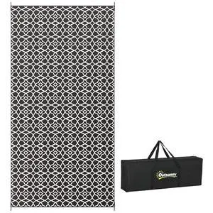 Outdoor Rug for Patio Waterproof, 9' x 18', Black & White Clover | Large Mat, Reversible Plastic Straw Rug, Decor, Portable Outside RV Camping Area Carpet Mat, Backyard Porch Deck Picnic Outdoor Rug for Patio Waterproof, 9' x 18', Black & White Clover | Large Mat, Reversible Plastic Straw Rug, Decor, Portable Outside RV Camping Area Carpet Mat, Backyard Porch Deck Picnic