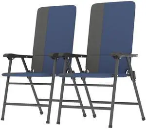 Folding Patio Chairs Set of 2 Padded High Back Armrests Dark Blue | Folding, 600D Oxford Fabric, Portable, Outdoor Camping Chair Set, Lawn, Deck, Garden, Backyard Folding Patio Chairs Set of 2 Padded High Back Armrests Dark Blue | Folding, 600D Oxford Fabric, Portable, Outdoor Camping Chair Set, Lawn, Deck, Garden, Backyard