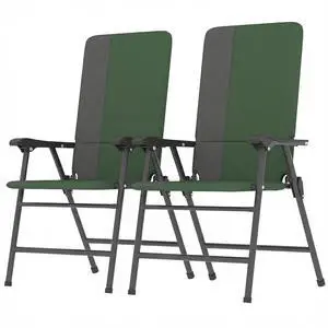 Folding Patio Chairs Set of 2 Padded High Back Armrests Dark Green | Folding, 600D Oxford Fabric, Portable, Outdoor Camping Chair Set, Lawn, Deck, Garden, Backyard Folding Patio Chairs Set of 2 Padded High Back Armrests Dark Green | Folding, 600D Oxford Fabric, Portable, Outdoor Camping Chair Set, Lawn, Deck, Garden, Backyard