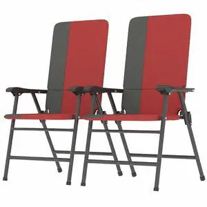 Folding Patio Chairs Set of 2 Padded High Back Armrests Red | Folding, 600D Oxford Fabric, Portable, Outdoor Camping Chair Set, Lawn, Deck, Garden, Backyard Folding Patio Chairs Set of 2 Padded High Back Armrests Red | Folding, 600D Oxford Fabric, Portable, Outdoor Camping Chair Set, Lawn, Deck, Garden, Backyard