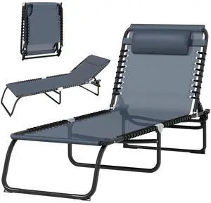 Folding Chaise Lounge Chair Outdoor Mesh Seat Gray | Patio Sun Tanning Chair, Outdoor Chaise Lounge, Breathable Mesh Seat, Beach, Poolside, Yard Folding Chaise Lounge Chair Outdoor Mesh Seat Gray | Patio Sun Tanning Chair, Outdoor Chaise Lounge, Breathable Mesh Seat, Beach, Poolside, Yard