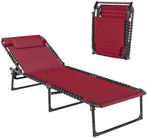 Folding Chaise Lounge Chair Outdoor Mesh Seat Wine Red | Patio Sun Tanning Chair, Outdoor Chaise Lounger, Breathable Mesh Seat, Beach, Poolside, Yard Folding Chaise Lounge Chair Outdoor Mesh Seat Wine Red | Patio Sun Tanning Chair, Outdoor Chaise Lounger, Breathable Mesh Seat, Beach, Poolside, Yard