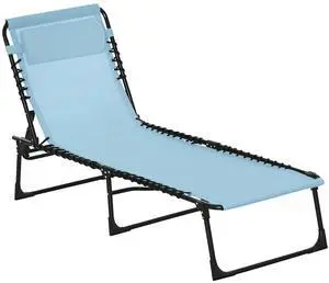 Folding Chaise Lounge Chair Outdoor Mesh Seat Baby Blue | Outdoor Chaise Lounger, 4-Position Reclining Back, Breathable Mesh Seat, Beach, Poolside, Yard Folding Chaise Lounge Chair Outdoor Mesh Seat Baby Blue | Outdoor Chaise Lounger, 4-Position Reclining Back, Breathable Mesh Seat, Beach, Poolside, Yard