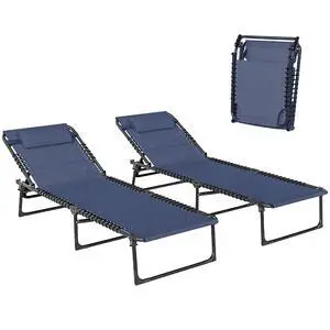 Folding Chaise Lounge Chair Outdoor Set of 2 Mesh Seat Dark Blue | Foldable, Sun Tanning Chair, Chaise Lounger, 4-Position Reclining Back, for Outside Patio Beach Poolside Backyard Folding Chaise Lounge Chair Outdoor Set of 2 Mesh Seat Dark Blue | Foldable, Sun Tanning Chair, Chaise Lounger, 4-Position Reclining Back, for Outside Patio Beach Poolside Backyard