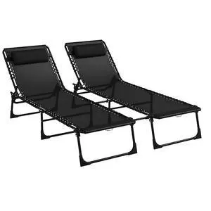 Folding Chaise Lounge Chair Outdoor Set of 2 Mesh Seat Black | Foldable, Sun Tanning Chair, Chaise Lounger, 4-Position Reclining Back, for Outside Patio Beach Poolside Backyard Folding Chaise Lounge Chair Outdoor Set of 2 Mesh Seat Black | Foldable, Sun Tanning Chair, Chaise Lounger, 4-Position Reclining Back, for Outside Patio Beach Poolside Backyard