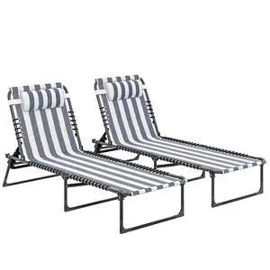 Folding Chaise Lounge Chair Outdoor Set of 2 Mesh Seat Blue/White | Foldable, Sun Tanning Chair, Chaise Lounger, 4-Position Reclining Back, for Outside Patio Beach Poolside Backyard Folding Chaise Lounge Chair Outdoor Set of 2 Mesh Seat Blue/White | Foldable, Sun Tanning Chair, Chaise Lounger, 4-Position Reclining Back, for Outside Patio Beach Poolside Backyard