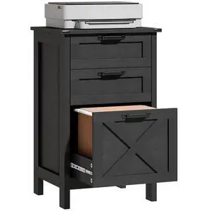 3 Drawer File Cabinet Printer Stand Silent Slides Distressed Black | Vertical Filing Cabinet for Hanging A4/Letter Size, Rustic Farmhouse Printer Stand with Storage, Home Office 3 Drawer File Cabinet Printer Stand Silent Slides Distressed Black | Vertical Filing Cabinet for Hanging A4/Letter Size, Rustic Farmhouse Printer Stand with Storage, Home Office