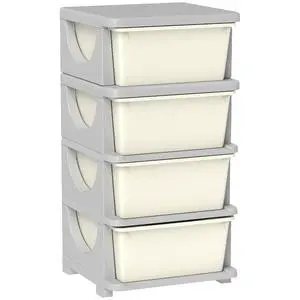 Qaba 4 Drawers Kids Storage Unit 4 Tier Toy Organizers Cream White | Stackable Storage Chest, Bedroom, Nursery, Playroom, Living Room, Boys, Girls, Toddlers Qaba 4 Drawers Kids Storage Unit 4 Tier Toy Organizers Cream White | Stackable Storage Chest, Bedroom, Nursery, Playroom, Living Room, Boys, Girls, Toddlers