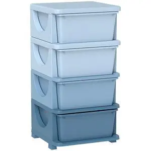 Qaba 4 Drawers Kids Storage Unit 4 Tier Toy Organizers Blue | Stackable Storage Chest, Bedroom, Nursery, Playroom, Living Room, Boys, Girls, Toddlers Qaba 4 Drawers Kids Storage Unit 4 Tier Toy Organizers Blue | Stackable Storage Chest, Bedroom, Nursery, Playroom, Living Room, Boys, Girls, Toddlers