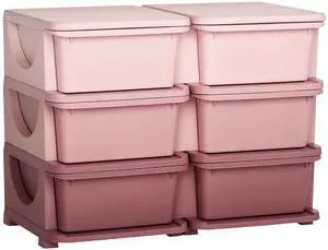 Qaba 6 Drawers Kids Storage Unit 3 Tier Toy Organizers Pink | Stackable Storage Chest, Bedroom, Nursery, Playroom, Living Room, Boys, Girls, Toddlers Qaba 6 Drawers Kids Storage Unit 3 Tier Toy Organizers Pink | Stackable Storage Chest, Bedroom, Nursery, Playroom, Living Room, Boys, Girls, Toddlers