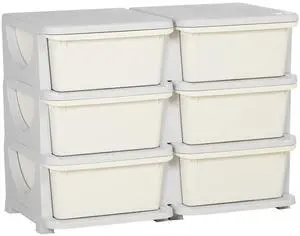Qaba 6 Drawers Kids Storage Unit 3 Tier Toy Organizers Cream White | Stackable Storage Chest, Bedroom, Nursery, Playroom, Living Room, Boys, Girls, Toddlers Qaba 6 Drawers Kids Storage Unit 3 Tier Toy Organizers Cream White | Stackable Storage Chest, Bedroom, Nursery, Playroom, Living Room, Boys, Girls, Toddlers