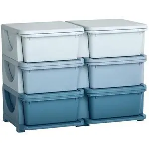 Qaba 6 Drawers Kids Storage Unit 3 Tier Toy Organizers Blue | Stackable Storage Chest, Bedroom, Nursery, Playroom, Living Room, Boys, Girls, Toddlers Qaba 6 Drawers Kids Storage Unit 3 Tier Toy Organizers Blue | Stackable Storage Chest, Bedroom, Nursery, Playroom, Living Room, Boys, Girls, Toddlers